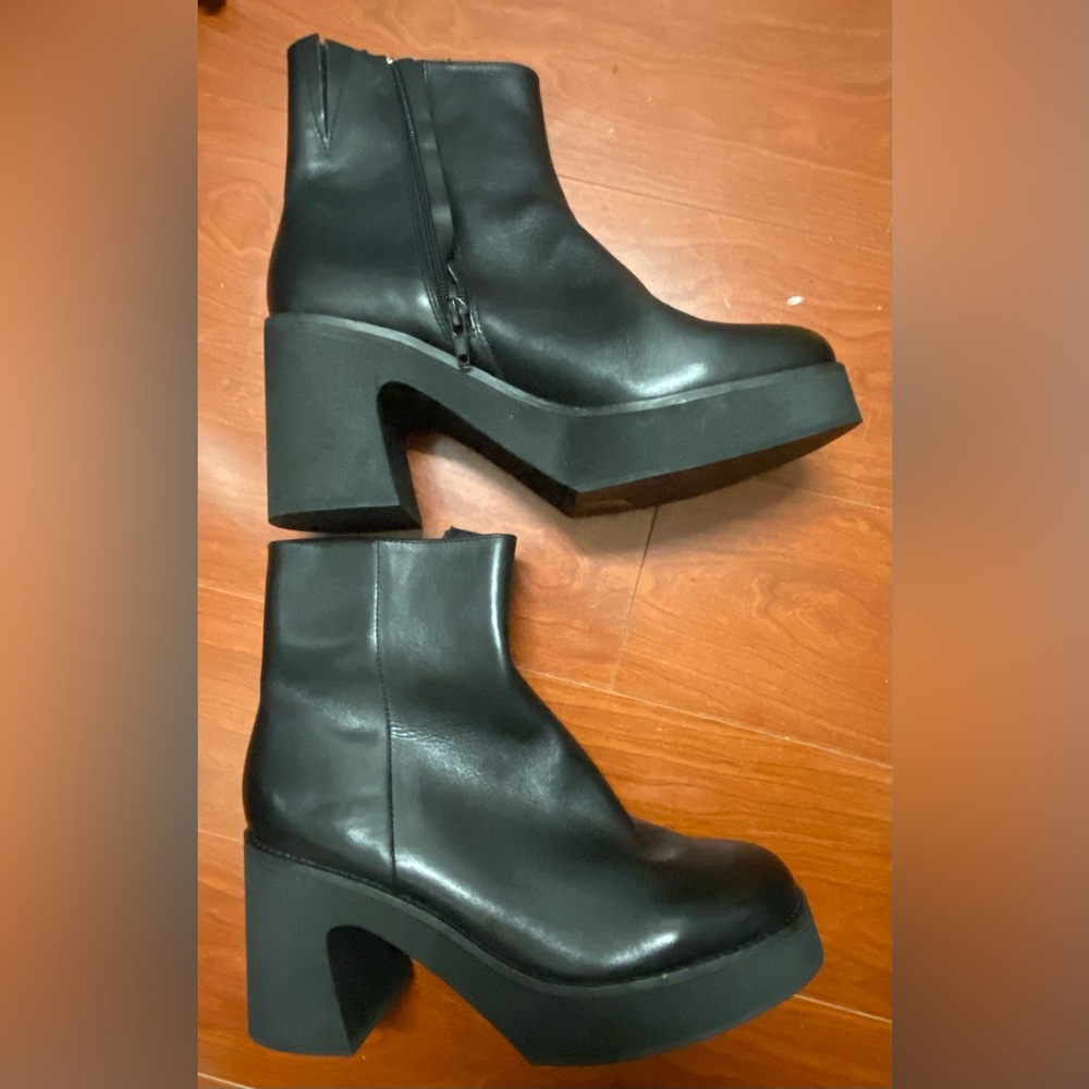 EB By Miista Black Leather High Heels Boots